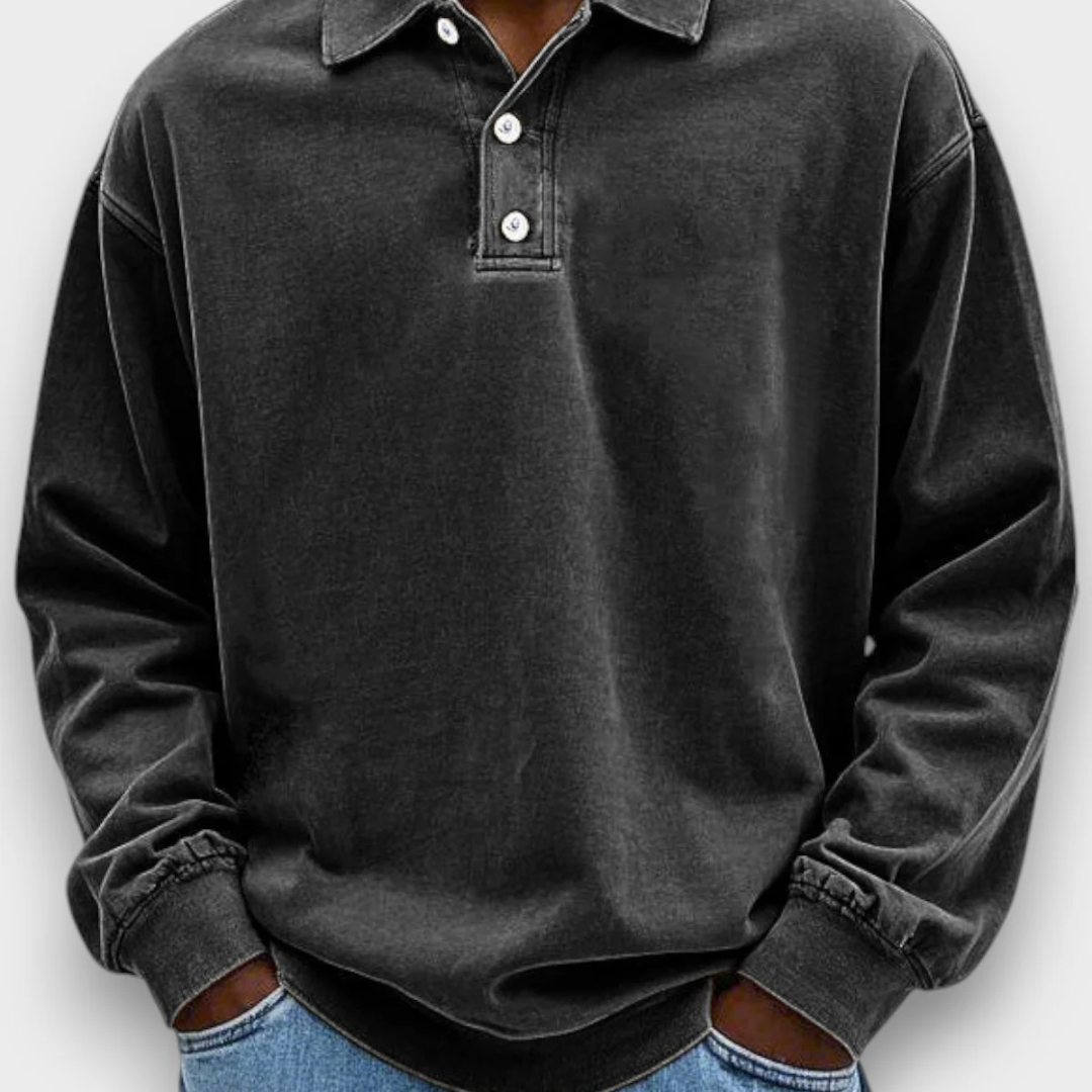 LÁZARO - SWEATSHIRT POLO DE MANGA COM ESTILO