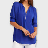 Olivia - Blusa casual com decote pontudo