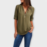 Olivia - Blusa casual com decote pontudo