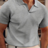 Polo casual de manga curta para homens