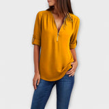 Olivia - Blusa casual com decote pontudo