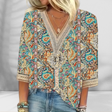 ALICE - BLUSA FLORAL COM DETALHES ELEGANTES