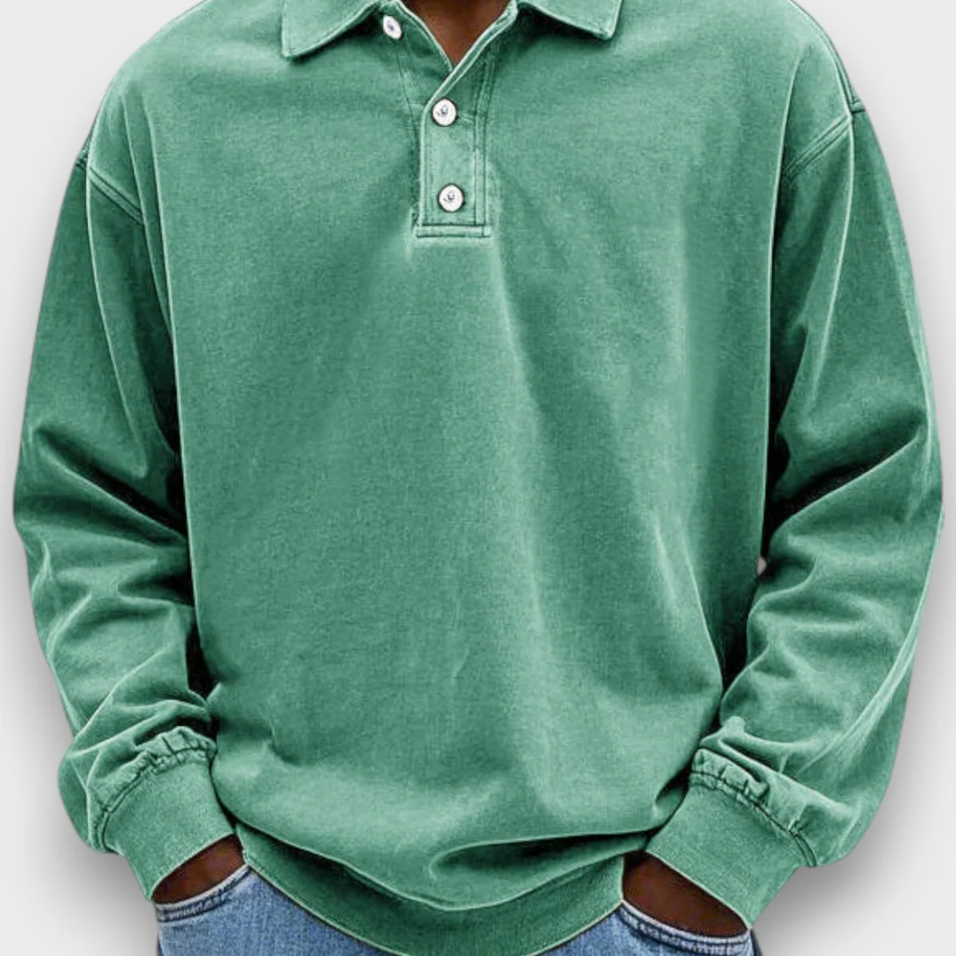 LÁZARO - SWEATSHIRT POLO DE MANGA COM ESTILO