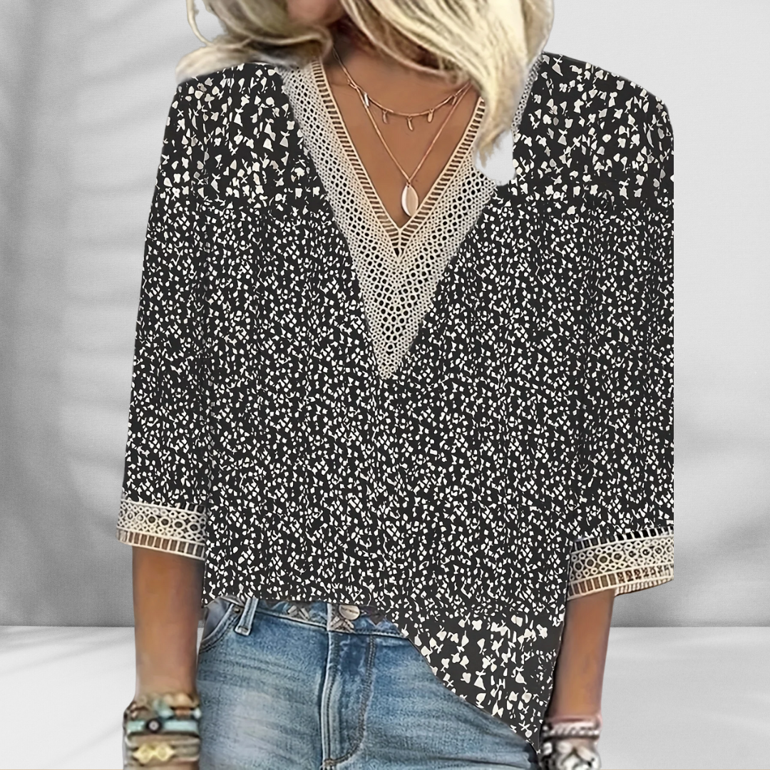 ALICE - BLUSA FLORAL COM DETALHES ELEGANTES