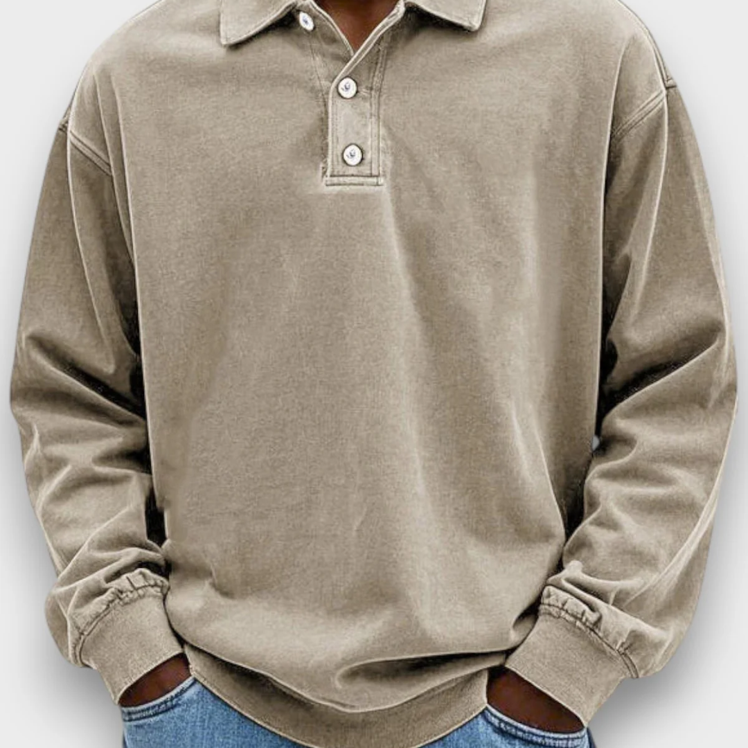 LÁZARO - SWEATSHIRT POLO DE MANGA COM ESTILO