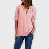 Olivia - Blusa casual com decote pontudo