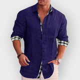 Camisa masculina com mangas xadrez