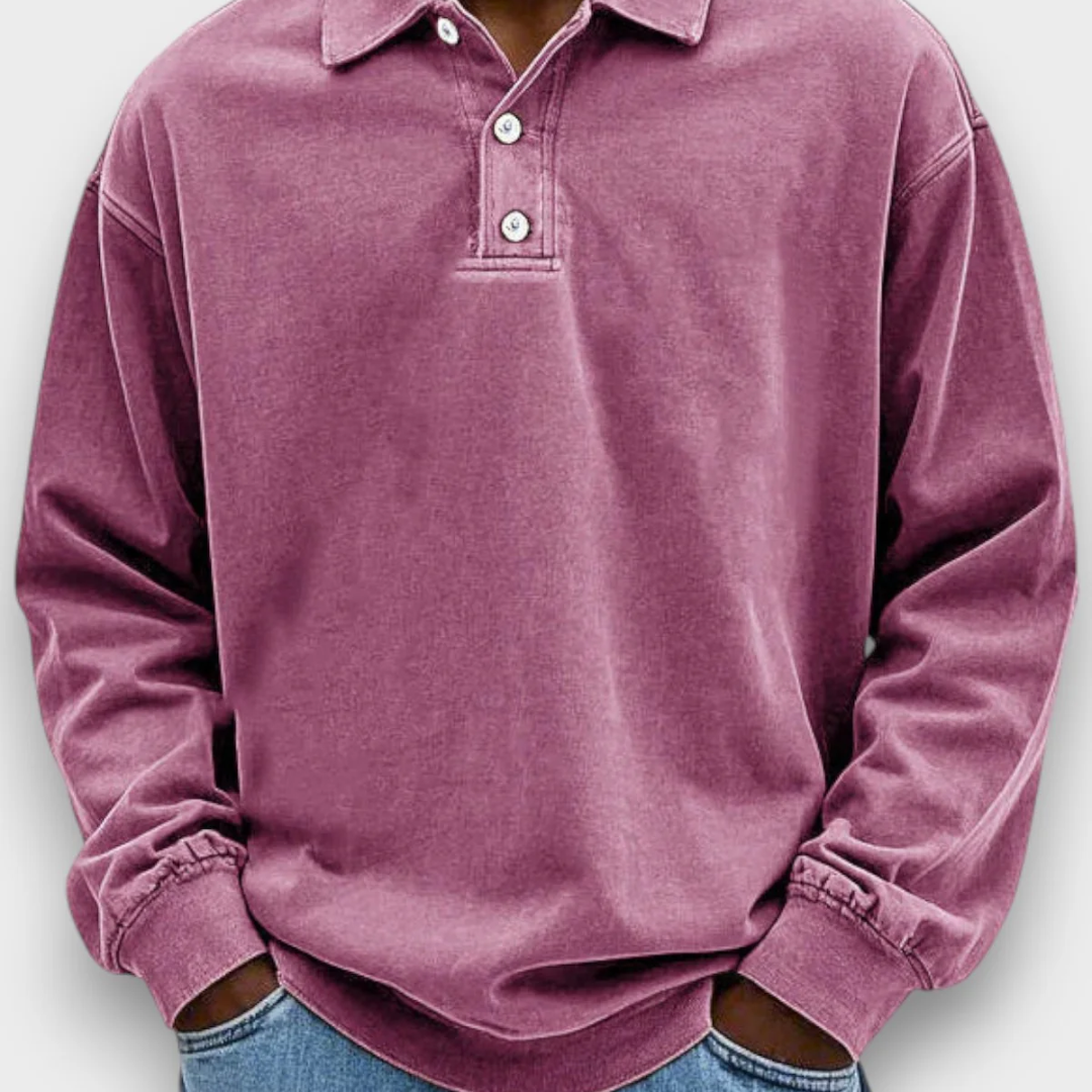 LÁZARO - SWEATSHIRT POLO DE MANGA COM ESTILO