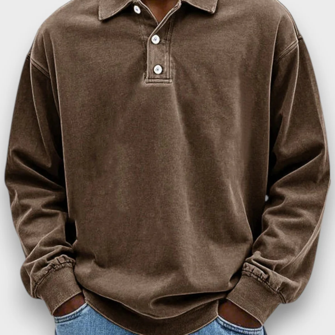 LÁZARO - SWEATSHIRT POLO DE MANGA COM ESTILO