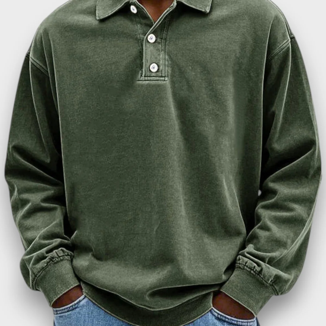 LÁZARO - SWEATSHIRT POLO DE MANGA COM ESTILO