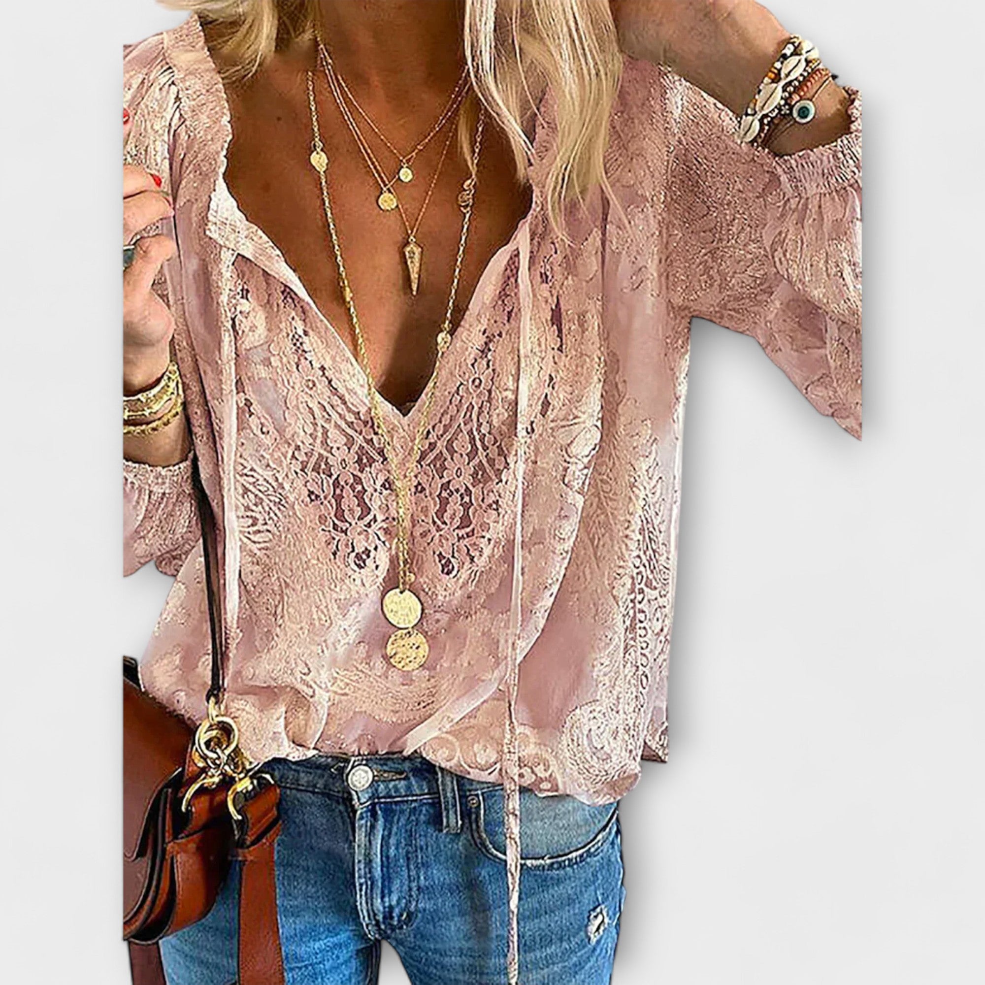 Lili - Blusa única com detalhes em renda
