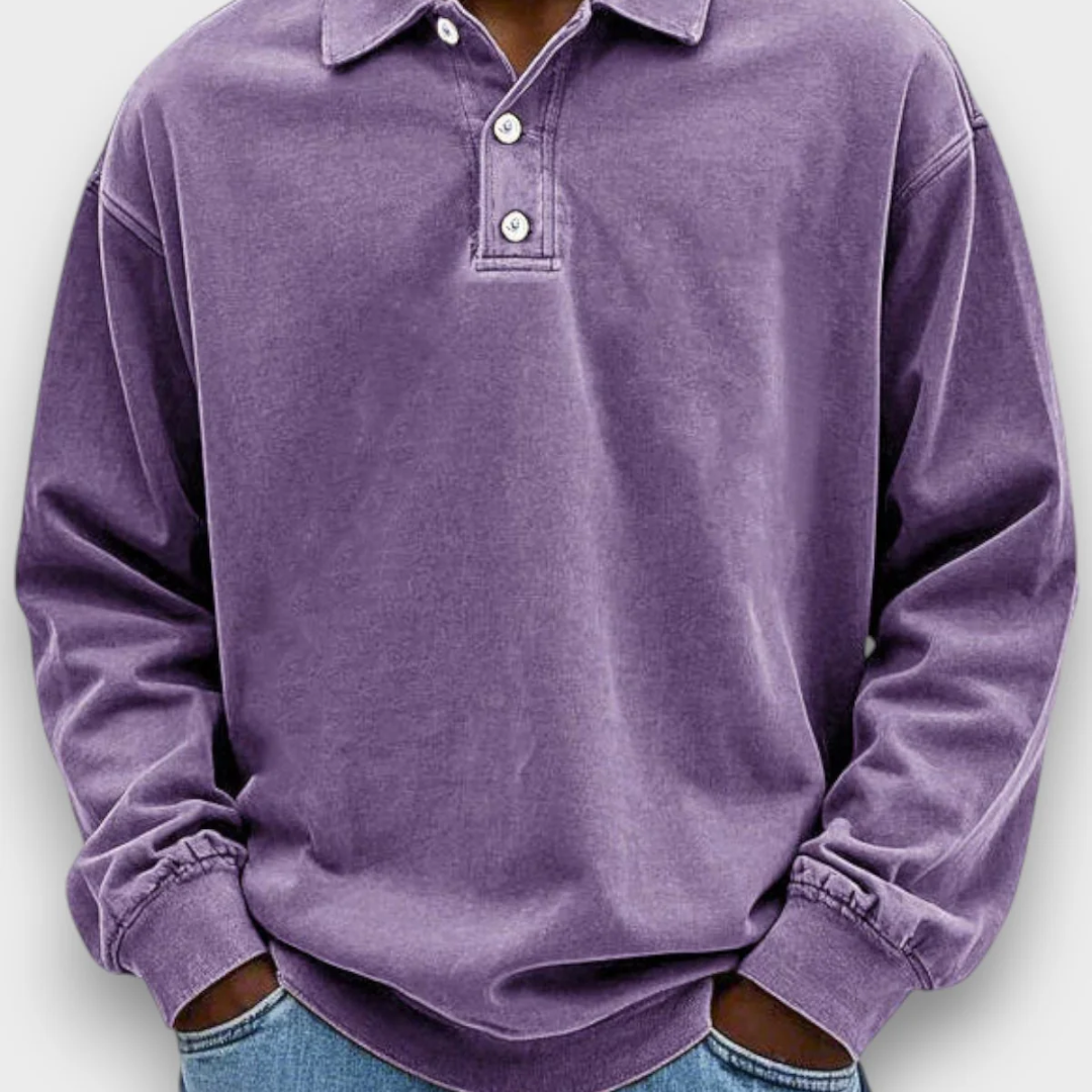 LÁZARO - SWEATSHIRT POLO DE MANGA COM ESTILO