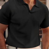 Polo casual de manga curta para homens