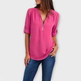 Olivia - Blusa casual com decote pontudo