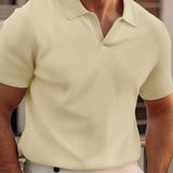 Polo casual de manga curta para homens