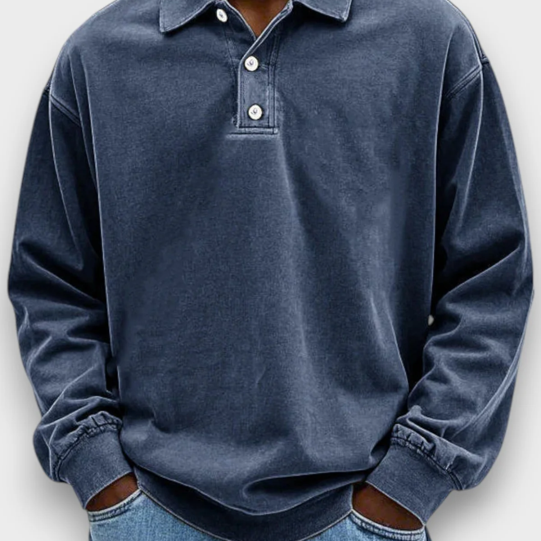 LÁZARO - SWEATSHIRT POLO DE MANGA COM ESTILO