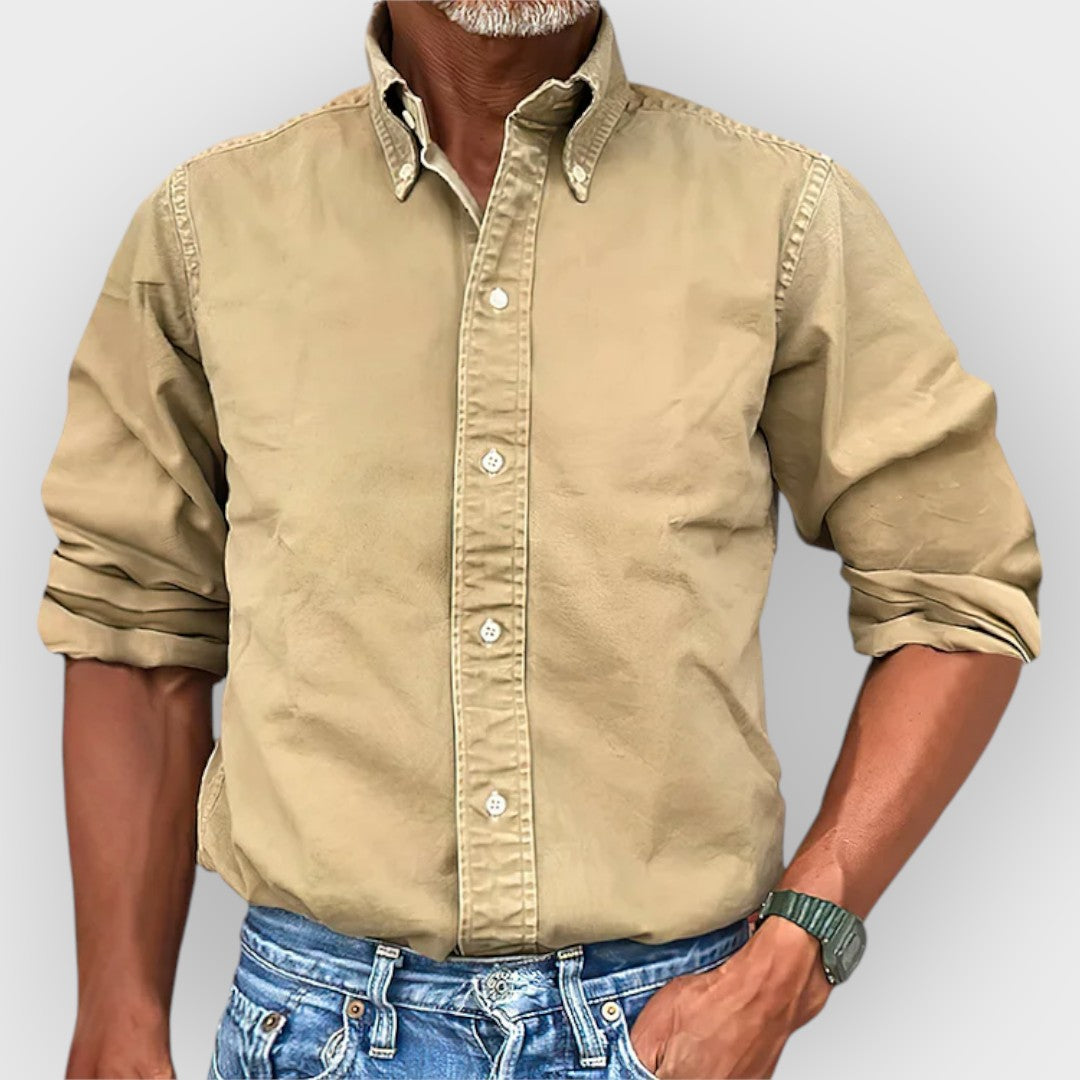 Camisa de manga longa com botão para homens