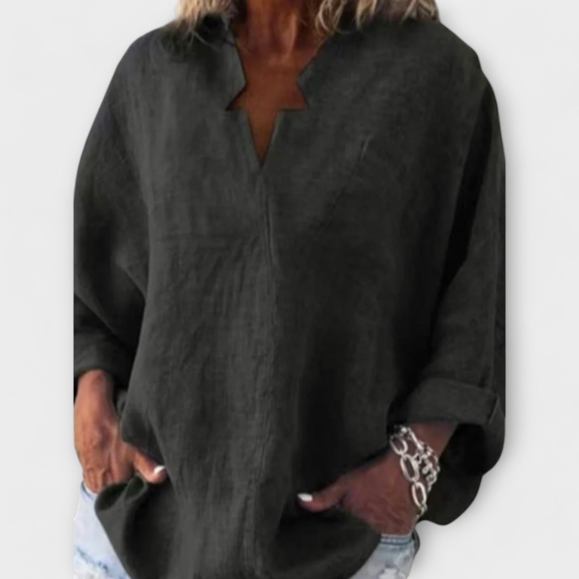Ricarda - Blusa elegante feminina com decote pontudo