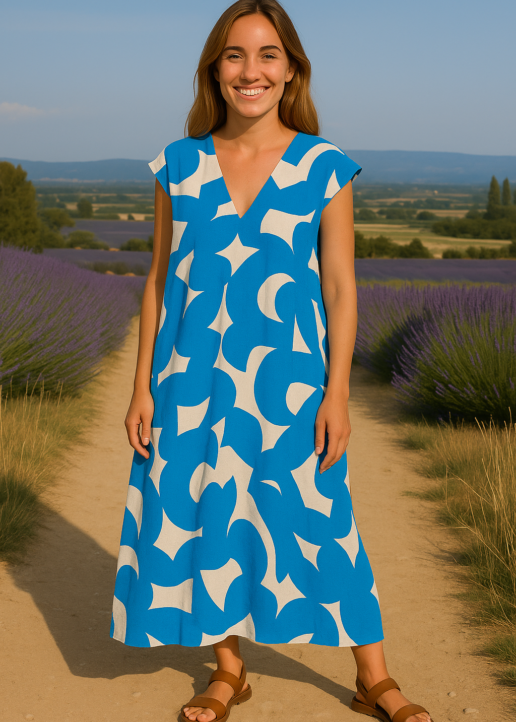 Joana - Vestido com estampado e decote em V