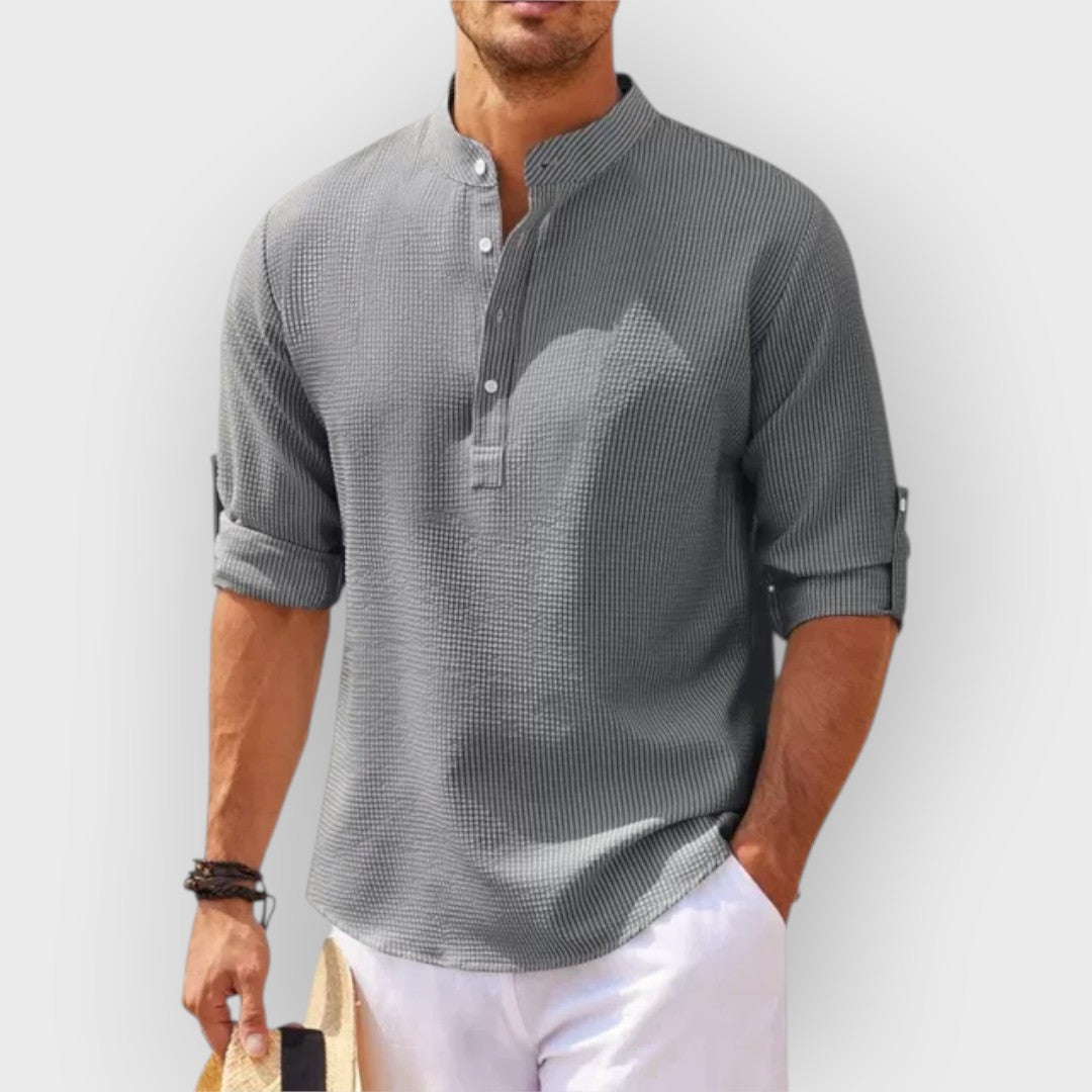Camisa de manga longa com colarinho para homens