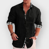 Camisa masculina com mangas xadrez