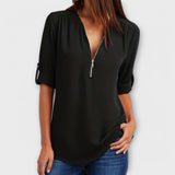 Olivia - Blusa casual com decote pontudo