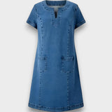CLÁUDIA - VESTIDO EM DENIM FRESCO E PRÁTICO