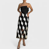 Vestido Midi Geométrico Elegante