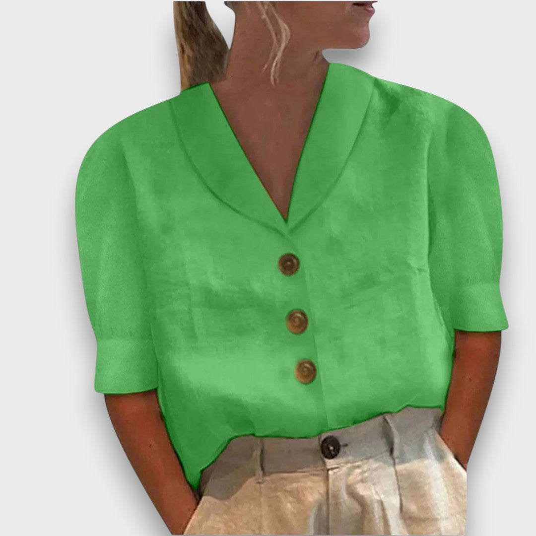 PAULA - BLUSA LEVE COM BOTÕES ESTILO RETRO