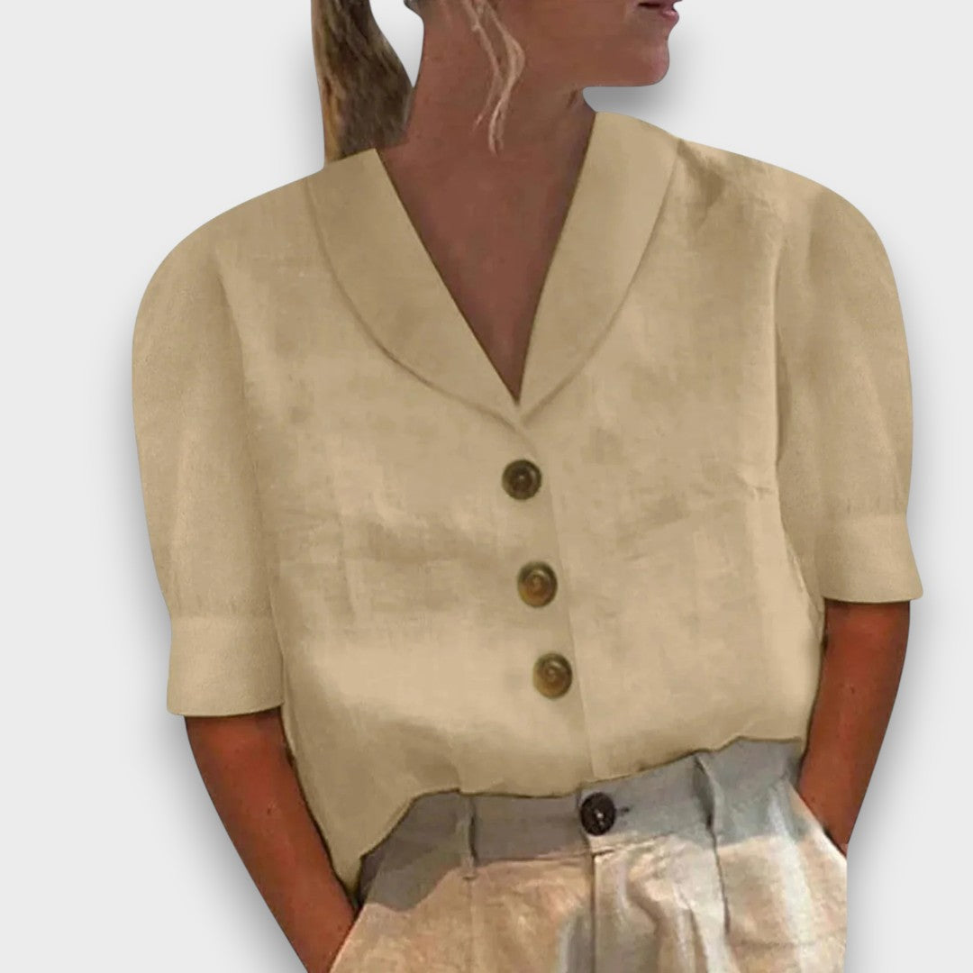 PAULA - BLUSA LEVE COM BOTÕES ESTILO RETRO