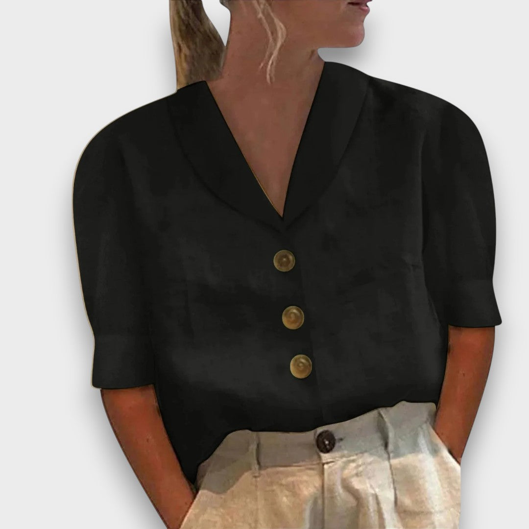 PAULA - BLUSA LEVE COM BOTÕES ESTILO RETRO