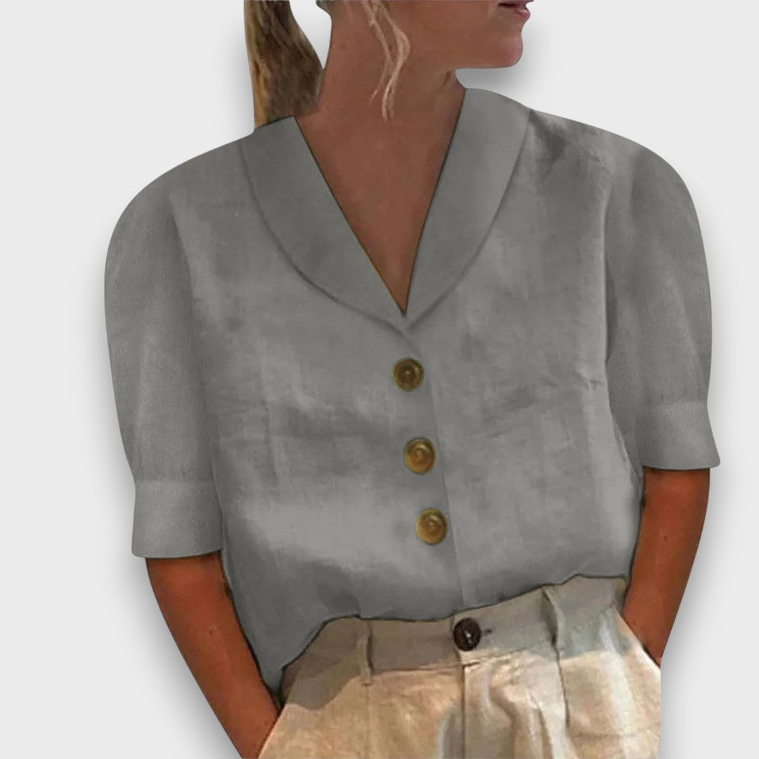 PAULA - BLUSA LEVE COM BOTÕES ESTILO RETRO