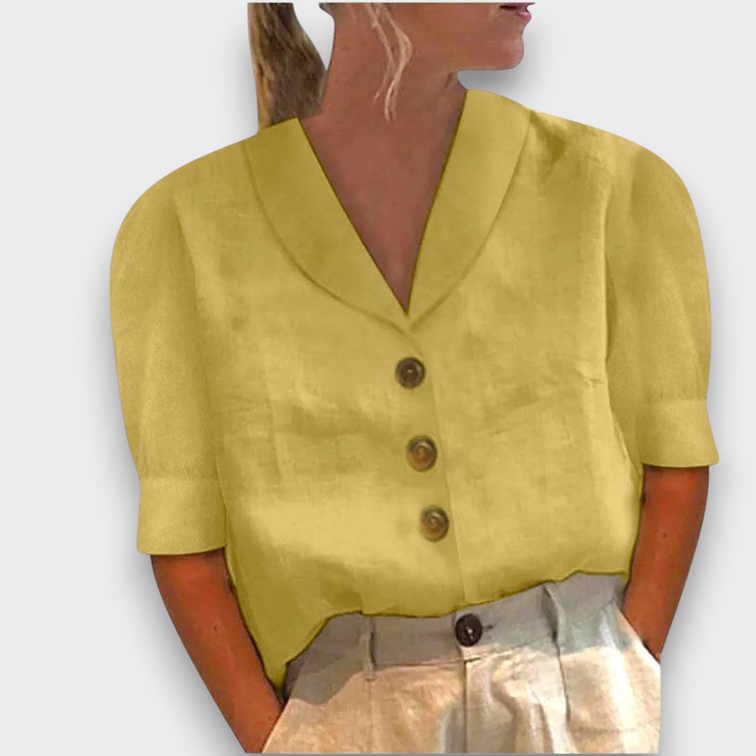 PAULA - BLUSA LEVE COM BOTÕES ESTILO RETRO