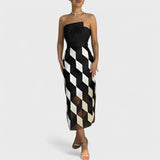 Vestido Midi Geométrico Elegante