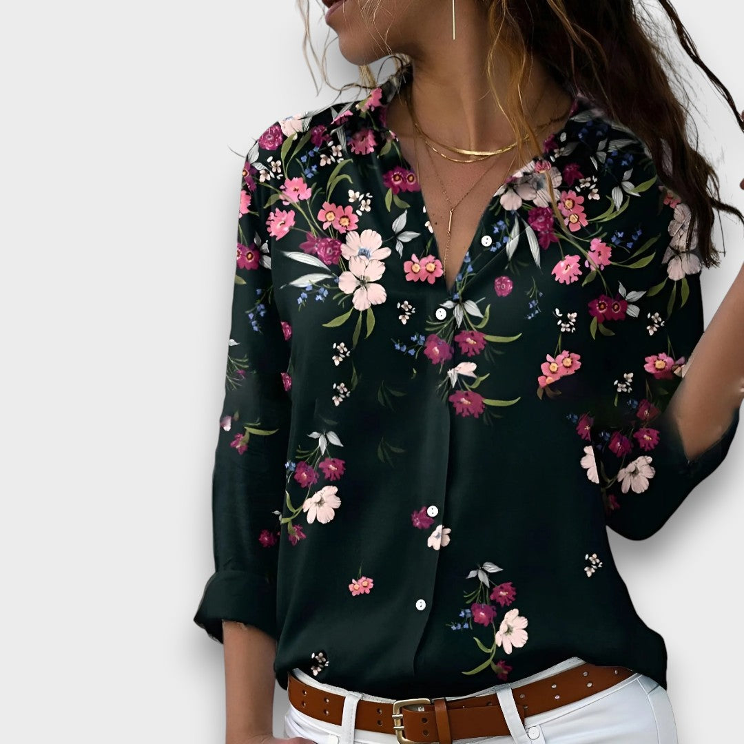 CONSTANÇA - BLUSA ELEGANTE COM ESTAMPADO CONTEMPORÂNEO