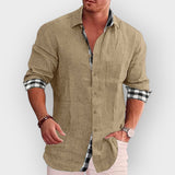 Camisa masculina com mangas xadrez