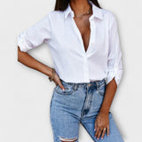 Blusa casual Jessica com decote pontudo