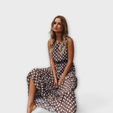 Danae - Vestido Midi Boho com Estampa de Poás