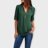 Olivia - Blusa casual com decote pontudo