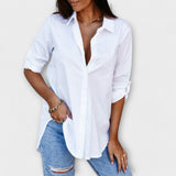 Blusa casual Jessica com decote pontudo