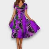 BEATRIZ - VESTIDO GOLA V MULTICOLORIDO COMFORTAVEL