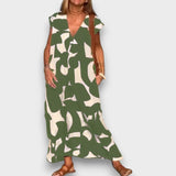 DANIELA - VESTIDO CHIQUE ESTAMPADO COM DECOTE V