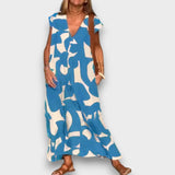 DANIELA - VESTIDO CHIQUE ESTAMPADO COM DECOTE V