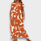 DANIELA - VESTIDO CHIQUE ESTAMPADO COM DECOTE V