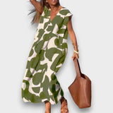 DANIELA - VESTIDO CHIQUE ESTAMPADO COM DECOTE V