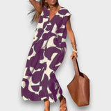 DANIELA - VESTIDO CHIQUE ESTAMPADO COM DECOTE V