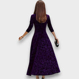 DIANA - VESTIDO FLORAL FORMAL DE VELUDO