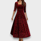 DIANA - VESTIDO FLORAL FORMAL DE VELUDO