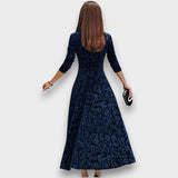 DIANA - VESTIDO FLORAL FORMAL DE VELUDO