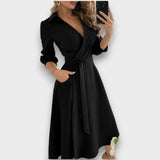 FILIPA - VESTIDO MIDI ELEGANTE DECOTADO